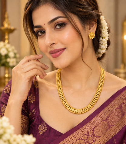 Gold Plated Traditional Inspired Long Necklace