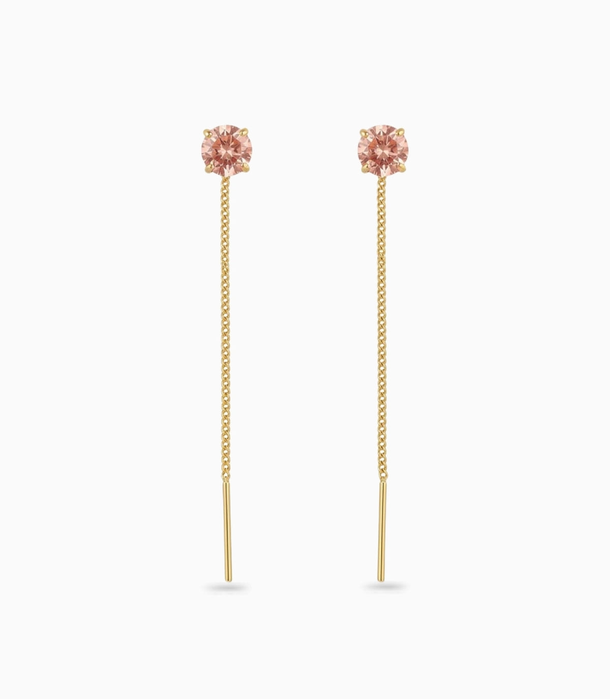 Gold Plated Pink AD Sui Dhaga Earrings