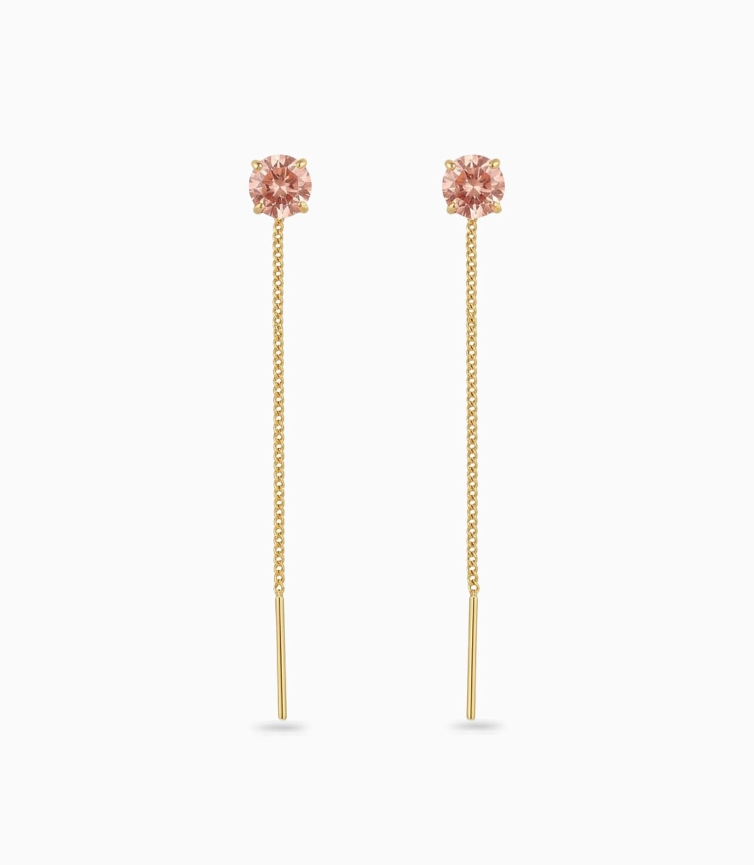 Gold Plated Pink AD Sui Dhaga Earrings