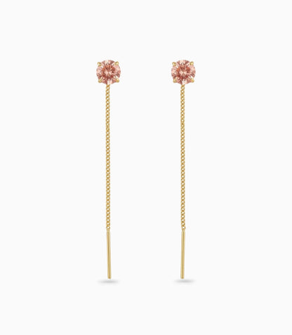 Gold Plated Pink AD Sui Dhaga Earrings