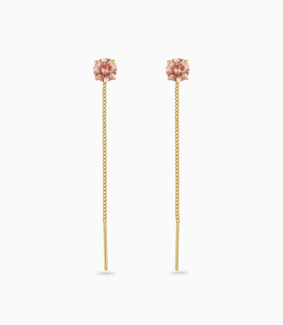 Gold Plated Pink AD Sui Dhaga Earrings