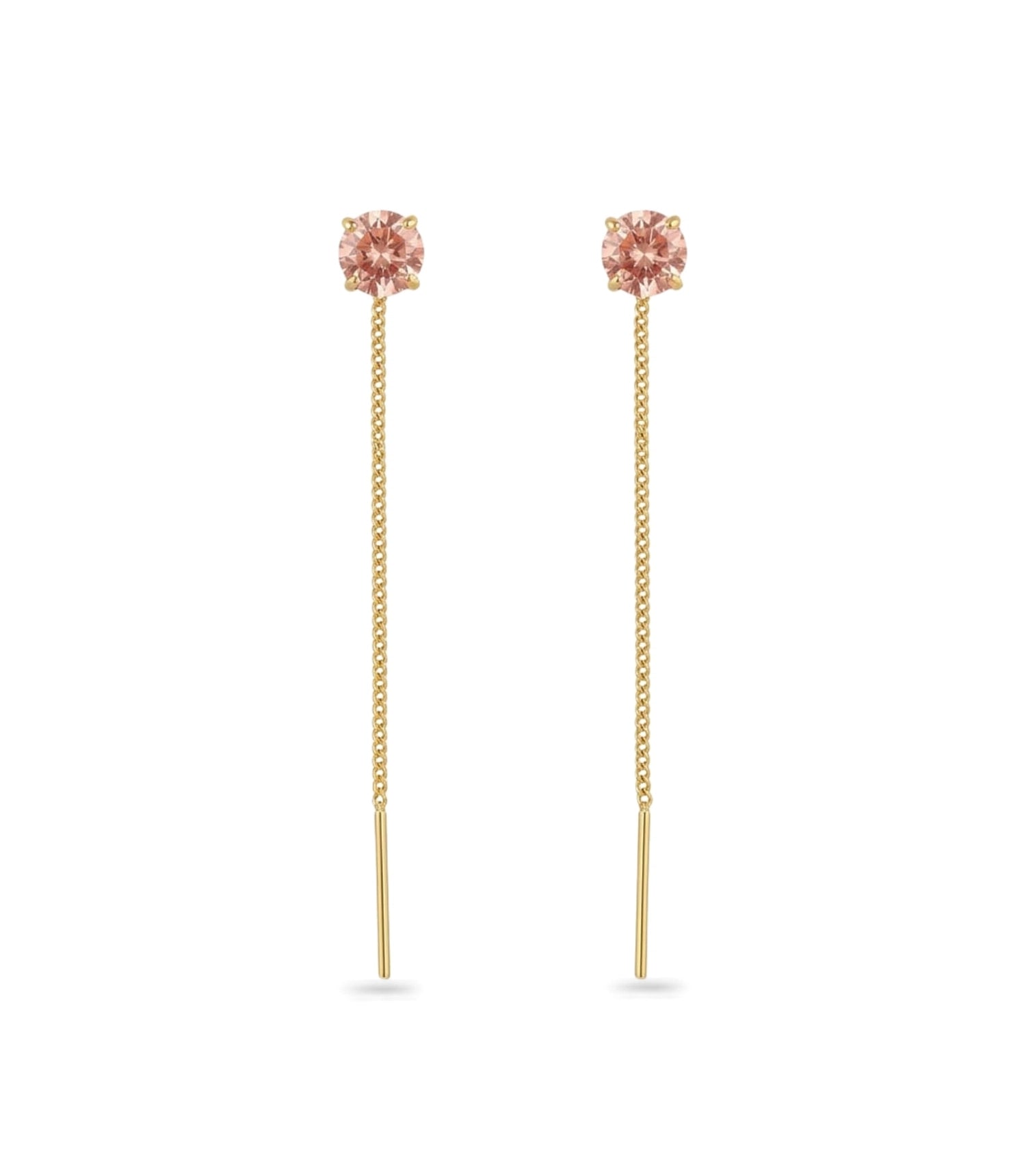 Gold Plated Pink AD Sui Dhaga Earrings