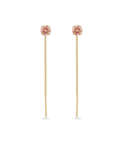 Gold Plated Pink AD Sui Dhaga Earrings