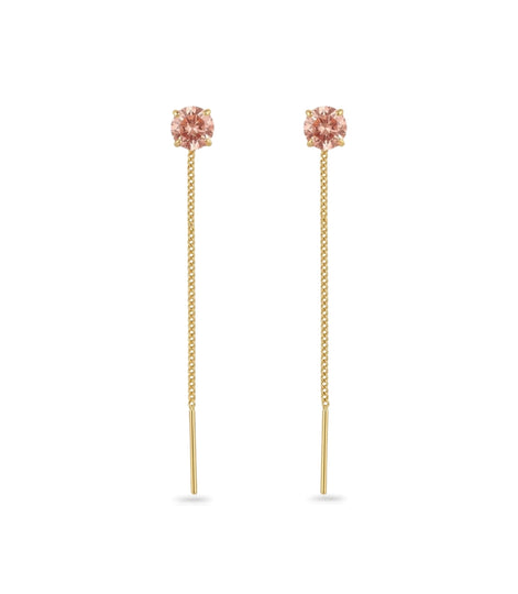 Gold Plated Pink AD Sui Dhaga Earrings