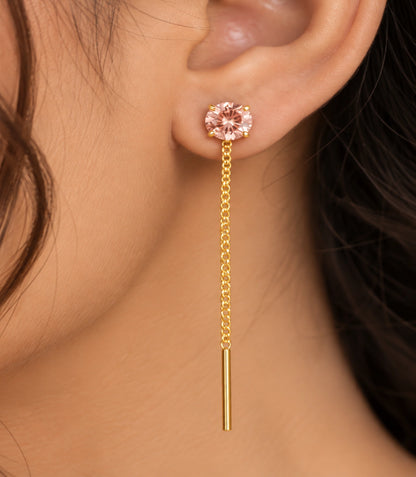 Gold Plated Pink AD Sui Dhaga Earrings