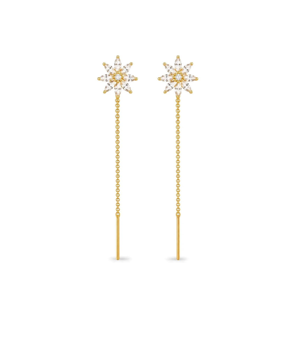 Gold Plated Blossoms Sui Dhaga Earrings