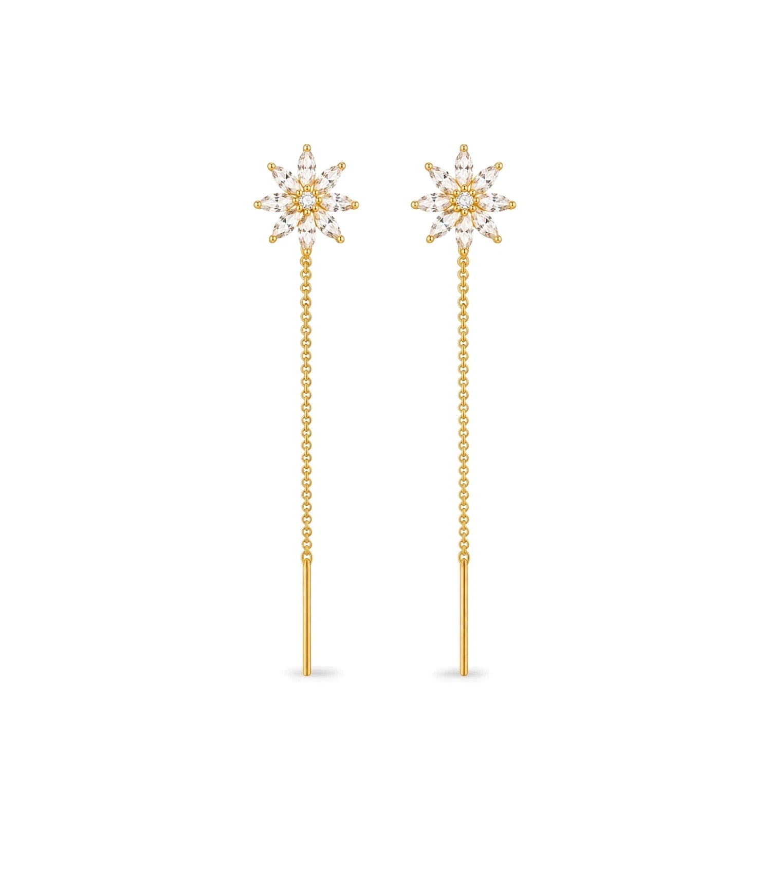 Gold Plated Blossoms Sui Dhaga Earrings