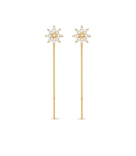 Gold Plated Blossoms Sui Dhaga Earrings