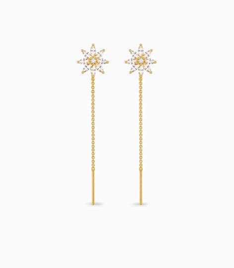 Gold Plated Blossoms Sui Dhaga Earrings