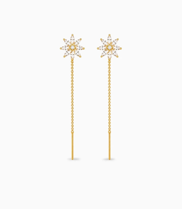 Gold Plated Blossoms Sui Dhaga Earrings