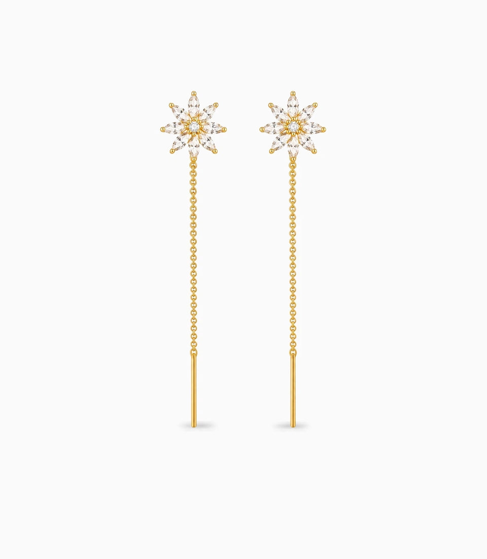 Gold Plated Blossoms Sui Dhaga Earrings
