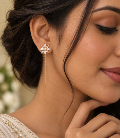 Gold Plated Blossoms Sui Dhaga Earrings