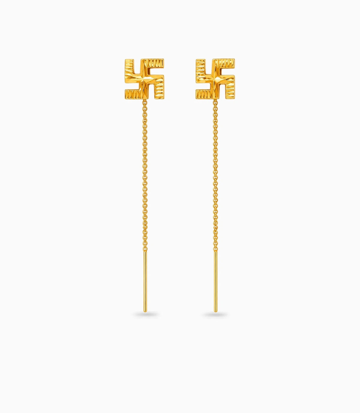 Gold Plated Sawastik Sui Dhaga Earrings