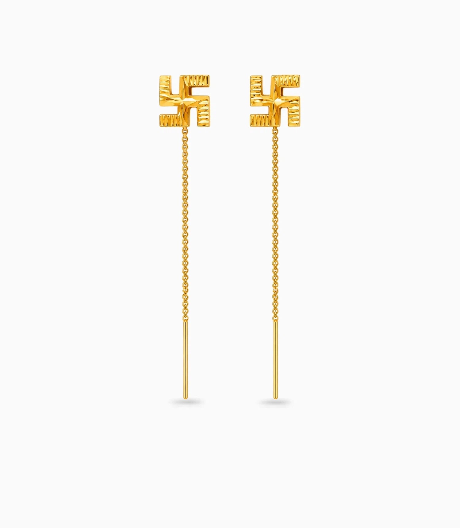 Gold Plated Sawastik Sui Dhaga Earrings