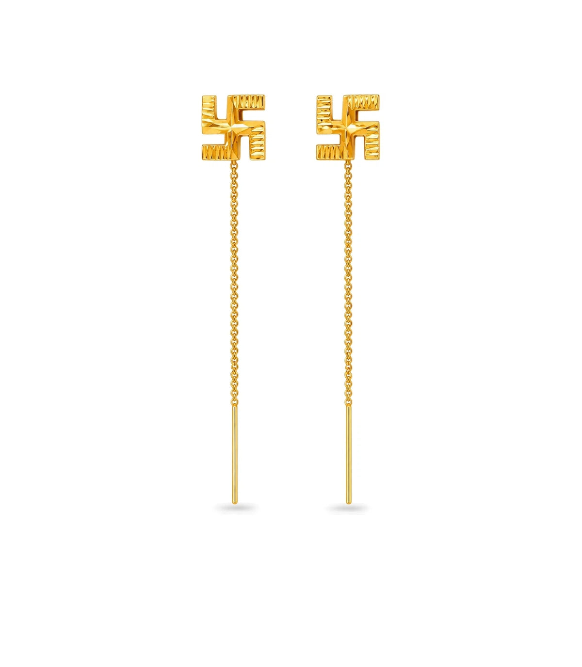 Gold Plated Sawastik Sui Dhaga Earrings