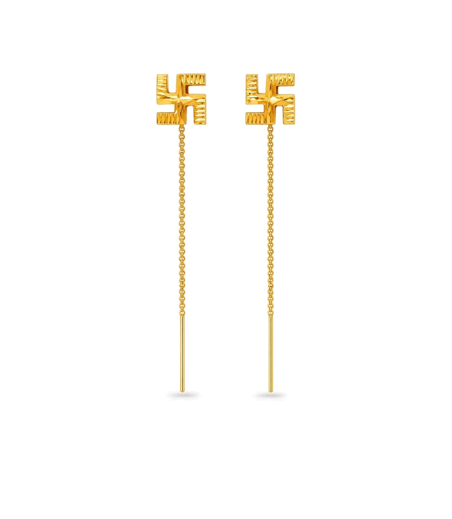Gold Plated Sawastik Sui Dhaga Earrings