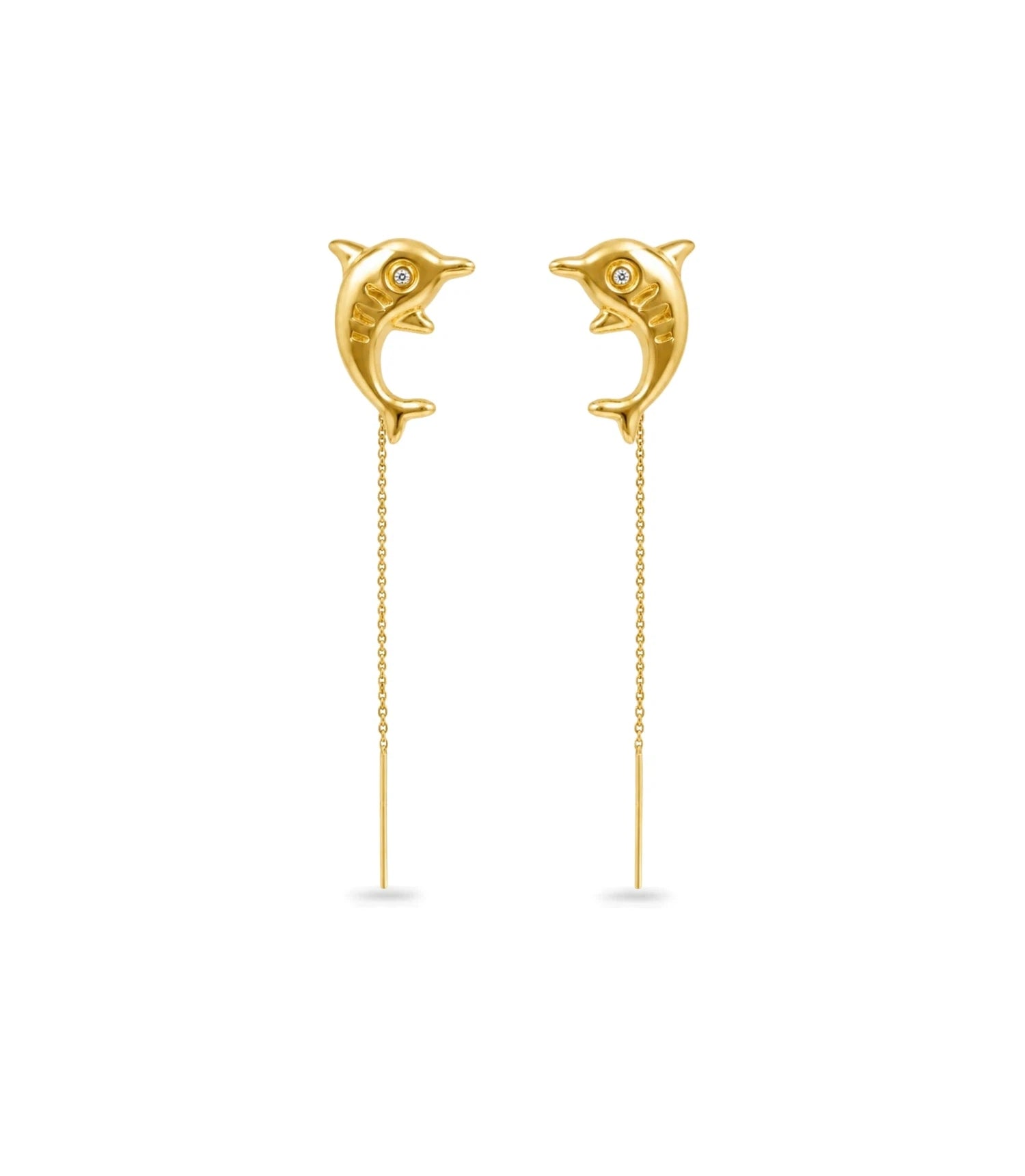 Gold Plated Dolphin Design Sui Dhaga Earrings