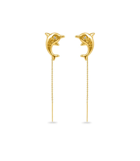 Gold Plated Dolphin Design Sui Dhaga Earrings
