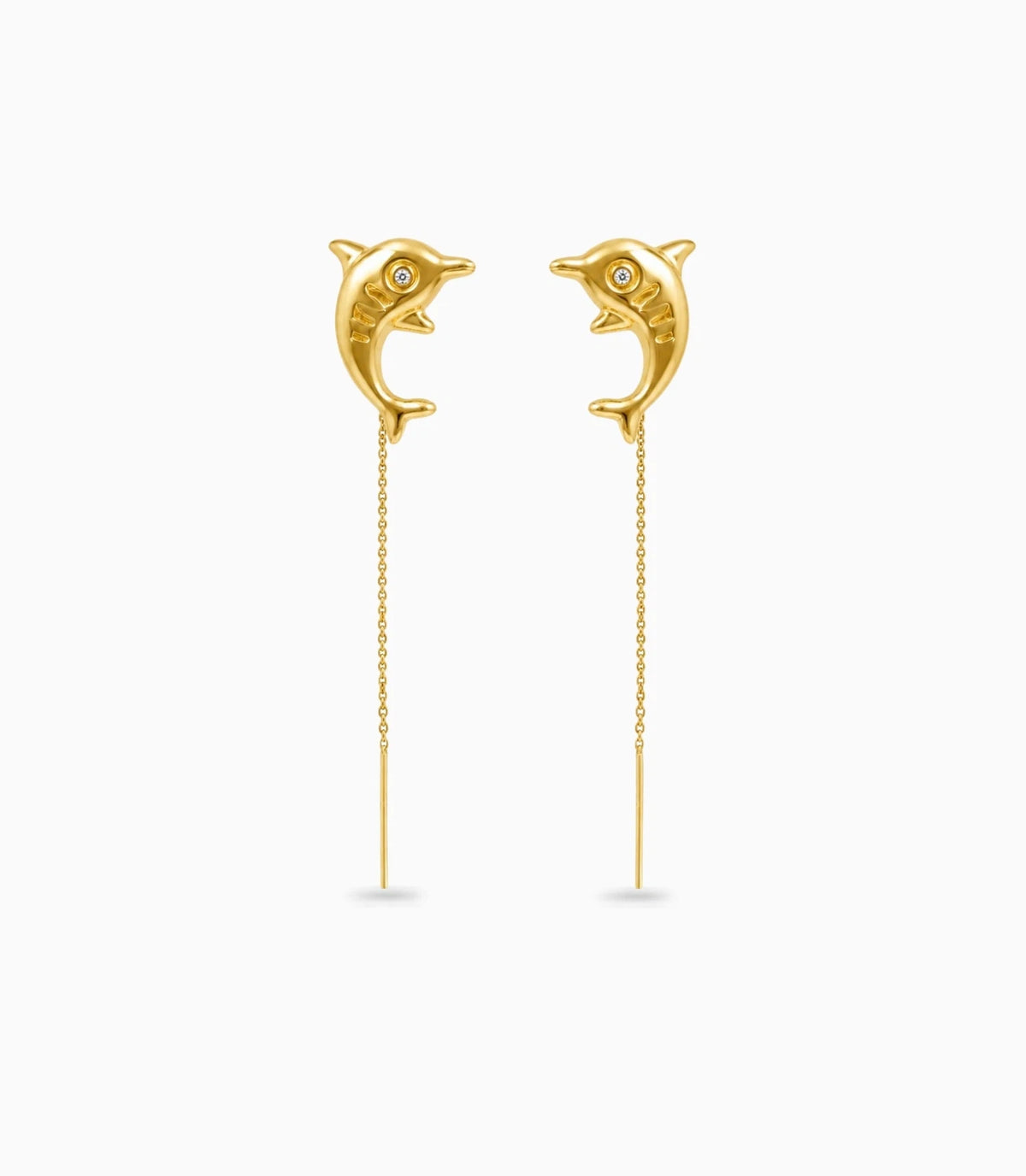 Gold Plated Dolphin Design Sui Dhaga Earrings