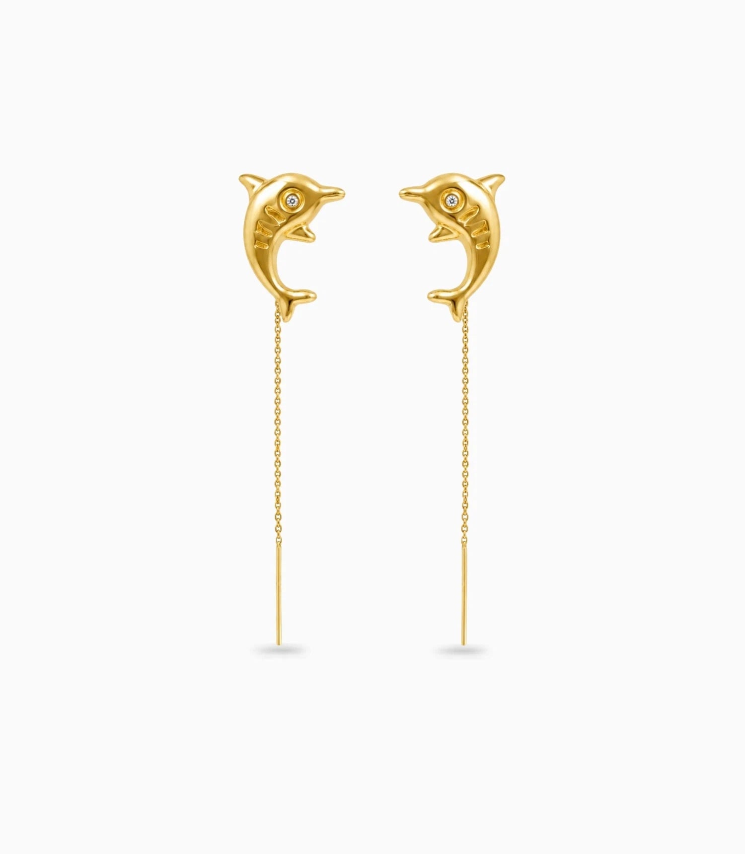 Gold Plated Dolphin Design Sui Dhaga Earrings