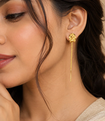 Gold Plated Spiritual Symbolic Sui Dhaga Earrings