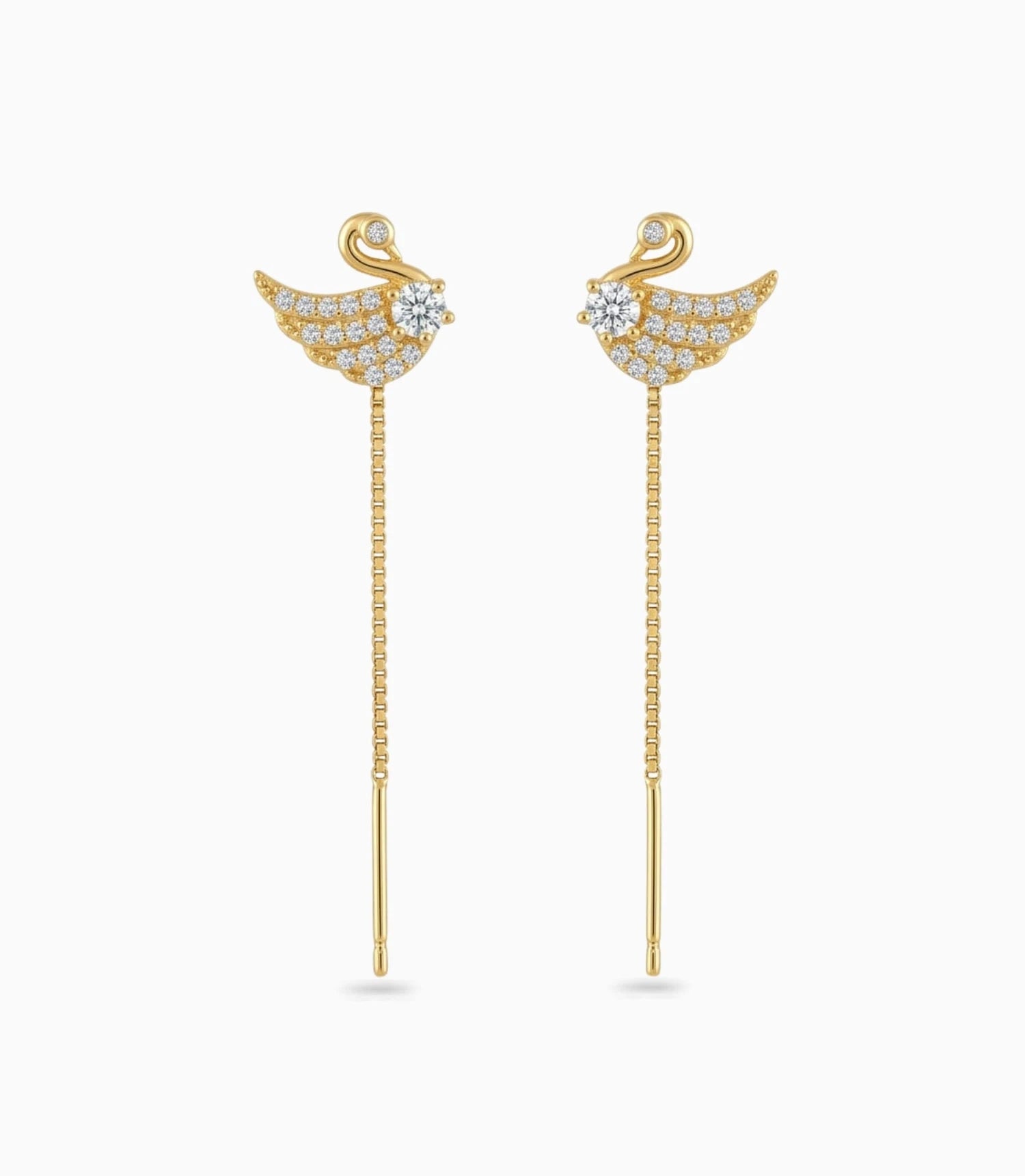 Gold Plated Modern Peacock Sui Dhaga Earrings