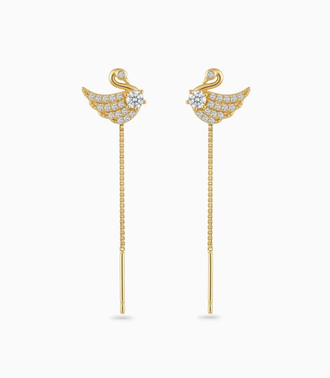 Gold Plated Modern Peacock Sui Dhaga Earrings