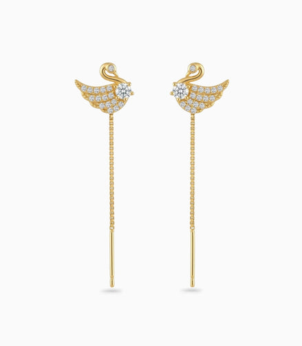 Gold Plated Modern Peacock Sui Dhaga Earrings