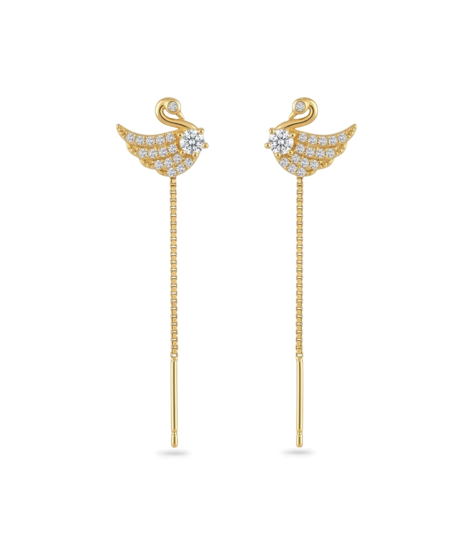 Gold Plated Modern Peacock Sui Dhaga Earrings