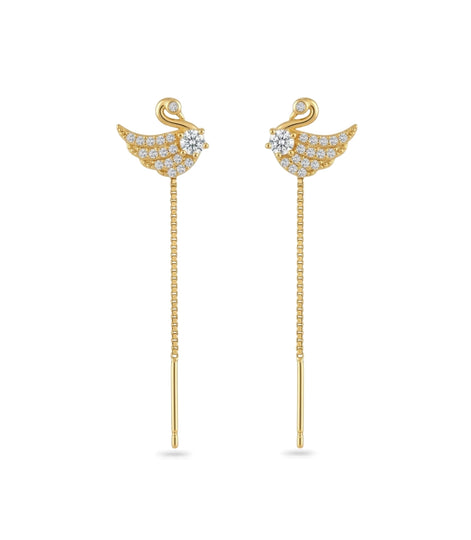 Gold Plated Modern Peacock Sui Dhaga Earrings