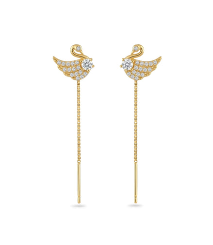 Gold Plated Modern Peacock Sui Dhaga Earrings