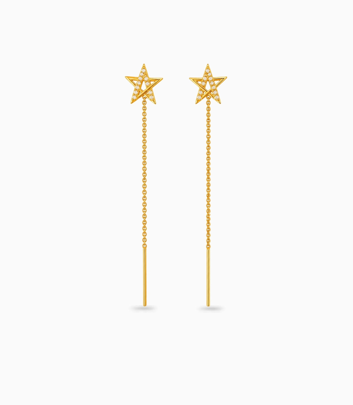 Gold Plated Sparkling Star Sui Dhaga Earrings