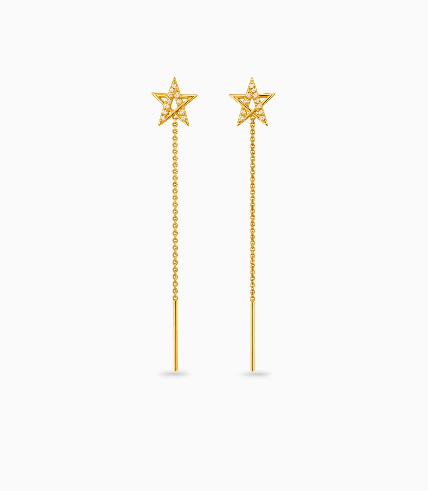 Gold Plated Sparkling Star Sui Dhaga Earrings