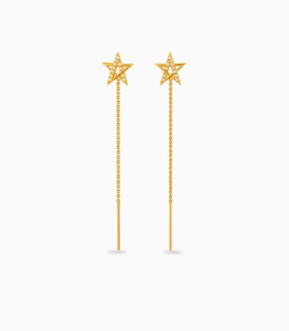 Gold Plated Sparkling Star Sui Dhaga Earrings