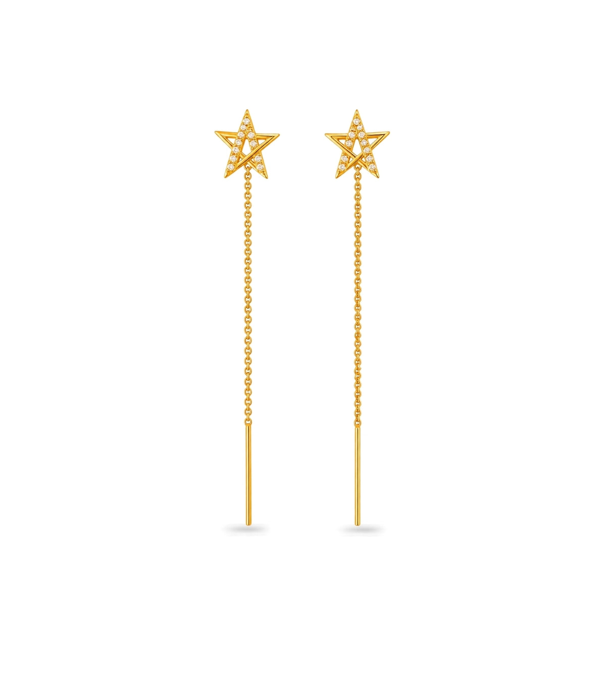 Gold Plated Sparkling Star Sui Dhaga Earrings