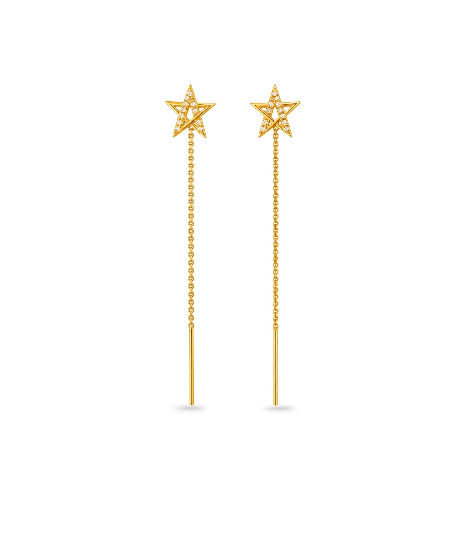 Gold Plated Sparkling Star Sui Dhaga Earrings