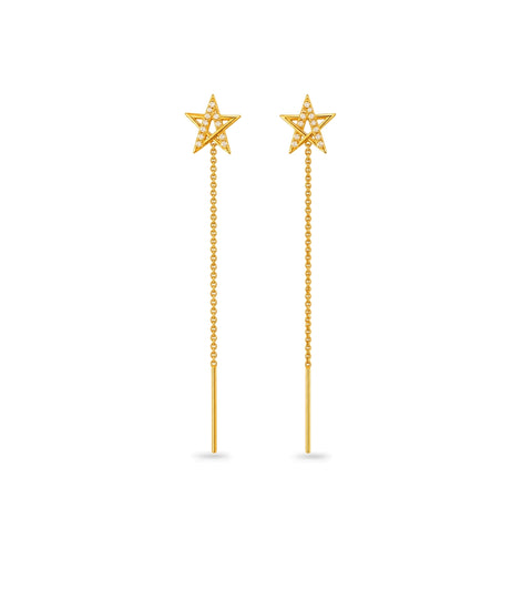 Gold Plated Sparkling Star Sui Dhaga Earrings