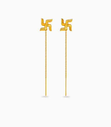 Gold Plated Swastik Divine Sui Dhaga Earrings