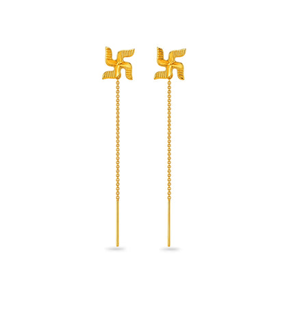 Gold Plated Swastik Divine Sui Dhaga Earrings