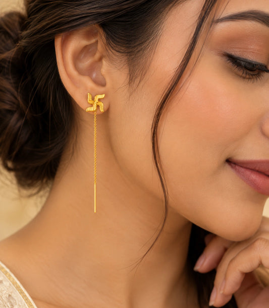 Gold Plated Swastik Divine Sui Dhaga Earrings