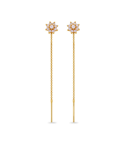 Gold Plated Floral AD Sui Dhaga Earrings