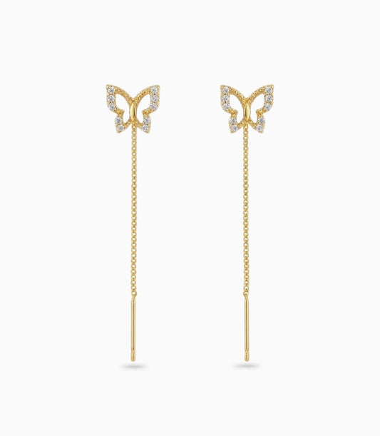 Gold Plated Butterfly Sui Dhaga Earrings