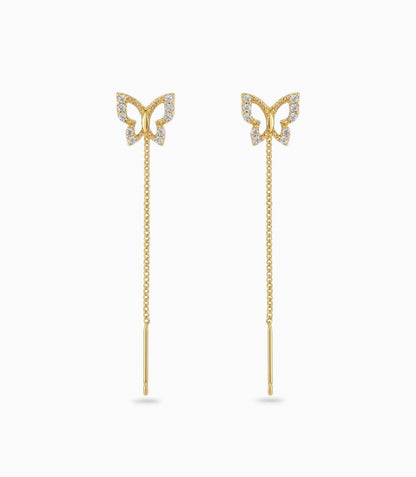 Gold Plated Butterfly Sui Dhaga Earrings