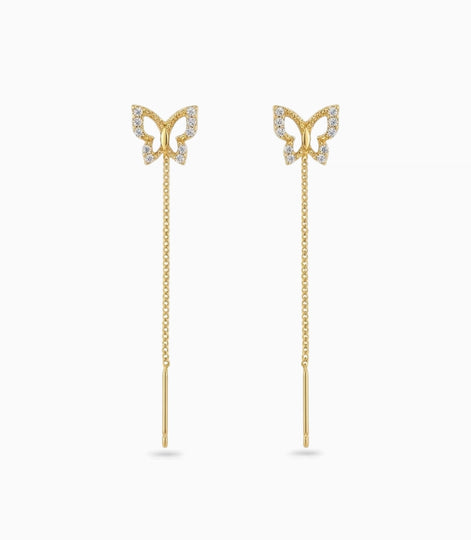 Gold Plated Butterfly Sui Dhaga Earrings