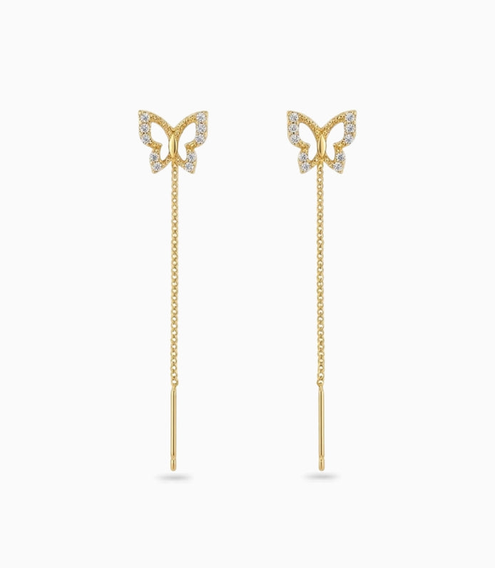 Gold Plated Butterfly Sui Dhaga Earrings