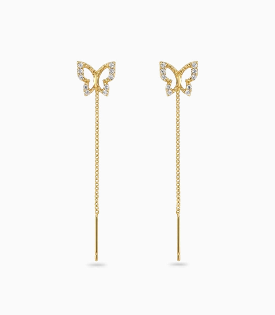 Gold Plated Butterfly Sui Dhaga Earrings