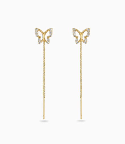 Gold Plated Butterfly Sui Dhaga Earrings