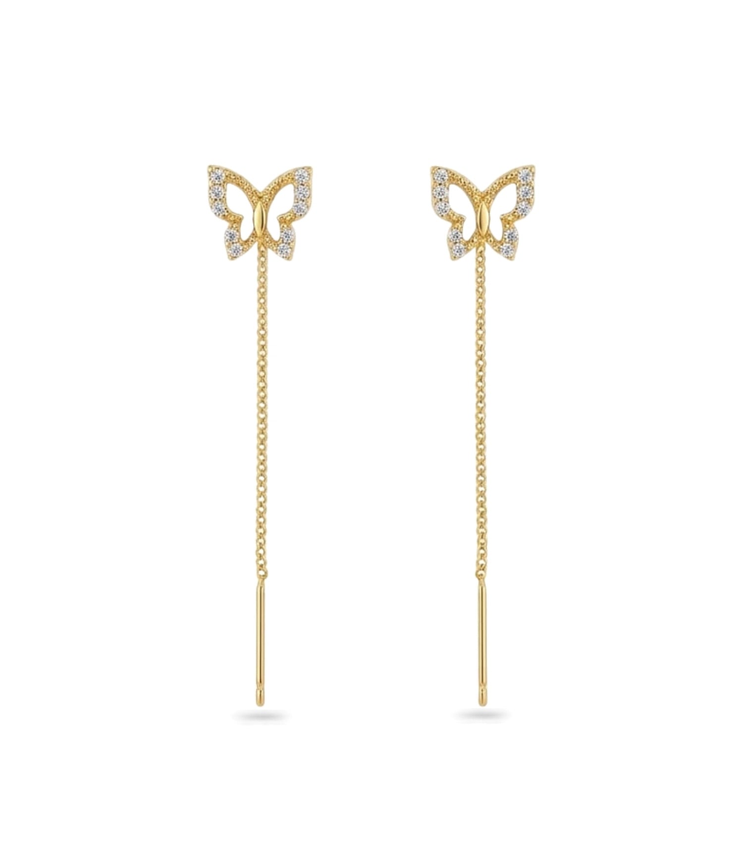 Gold Plated Butterfly Sui Dhaga Earrings