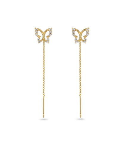 Gold Plated Butterfly Sui Dhaga Earrings