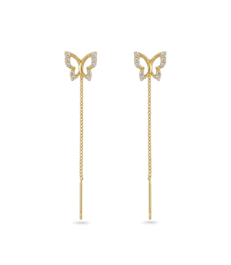 Gold Plated Butterfly Sui Dhaga Earrings